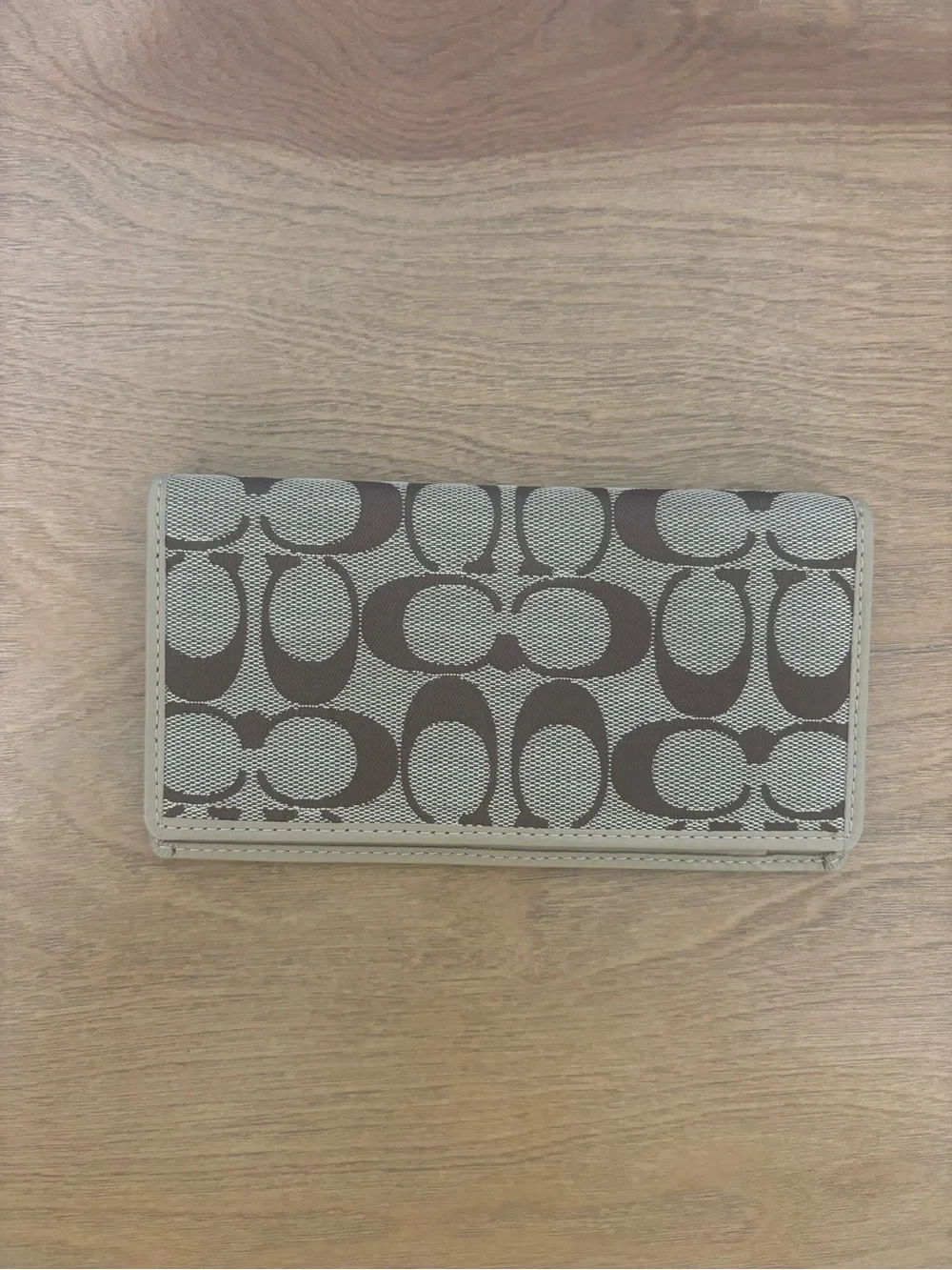 Coach Canvas Continental Wallet in Brown and Khaki